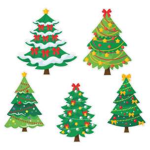 Dekoracje ozdoby świąteczne - 5 choinek (dwustronne)