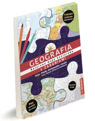 Geografia. Kolorowe mapy konturowe z zadaniami