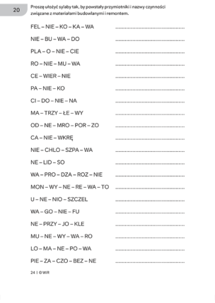 Uwaga. Ćwiczenia na materiale werbalnym