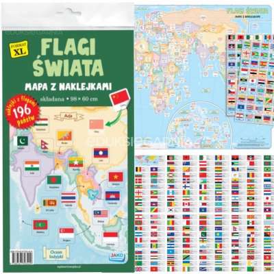 Flagi świata. Mapa z naklejkami