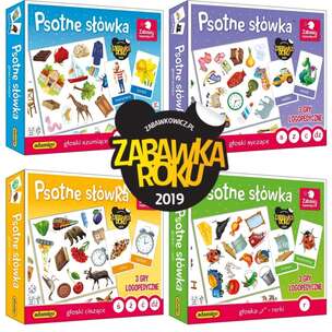 Psotne słówka. PAKIET 4 gier logopedycznych: Głoski szumiące + Głoski syczące + Głoski ciszące + Głoska R