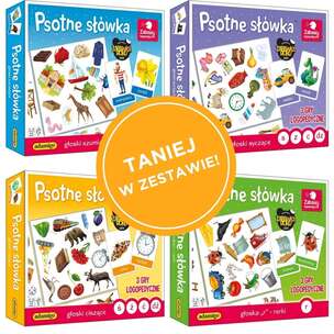 Psotne słówka. PAKIET 4 gier logopedycznych: Głoski szumiące + Głoski syczące + Głoski ciszące + Głoska R