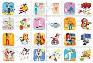 Zawody i atrybuty - puzzle edukacyjne