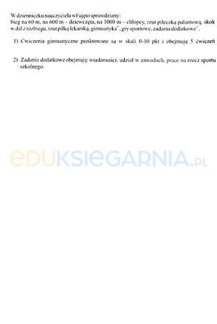 Dzienniczek nauczyciela WF (wychowania fizycznego)