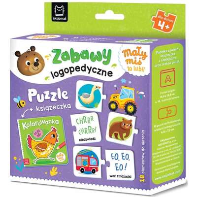 Mały miś to lubi! Zabawy logopedyczne. Puzzle + książeczka