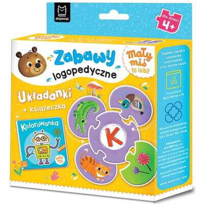 Mały miś to lubi! Zabawy logopedyczne. Układanki + książeczka