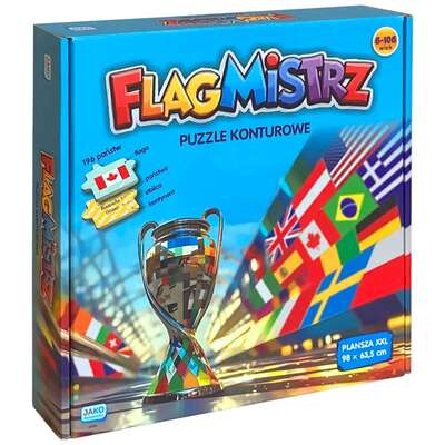 Flagmistrz. Puzzle konturowe + mapa Flagi i stolice państw świata