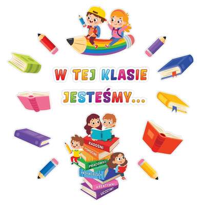 Dekoracja szkolna. W tej klasie jesteśmy...  XXL (16 elementów)