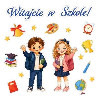 Dekoracja przedszkolna. Witajcie w szkole XXL (19 elementów)