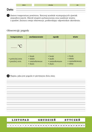 Kartka z kalendarza. Zestaw tematycznych kart pracy