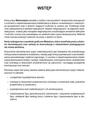 Matematyka. Karty pracy dla uczniów z niepełnosprawnością intelektualną. Część 1