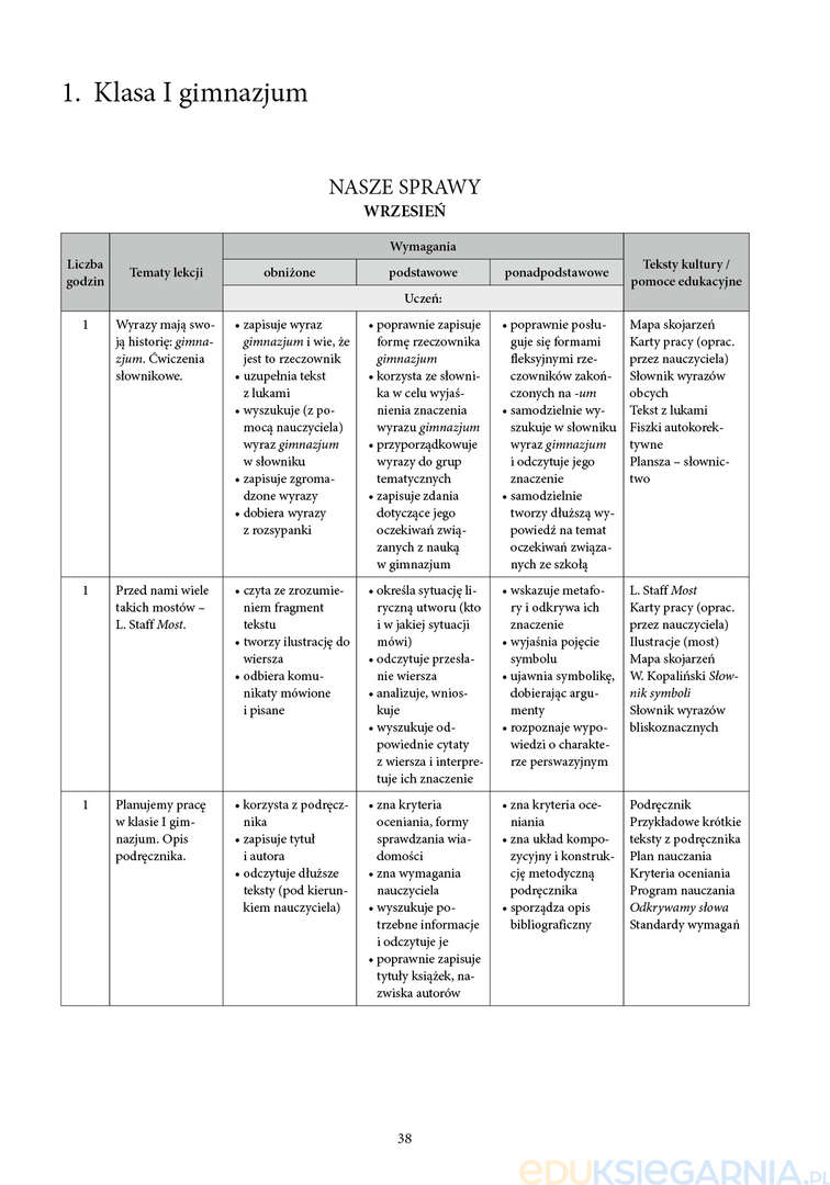 Odkrywamy słowa. Program nauczania języka polskiego oraz plany pracy w