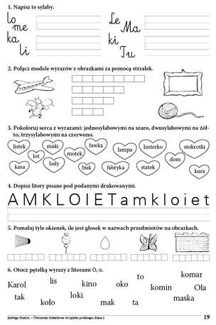 Zadania dla asów. Klasa 1. Ćwiczenia dodatkowe do języka polskiego