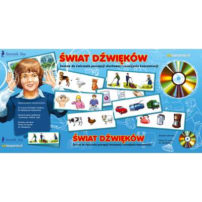 Świat dźwięków - Zestaw do ćwiczenia percepcji słuchowej i rozwijania koncentracji (z płytą CD)